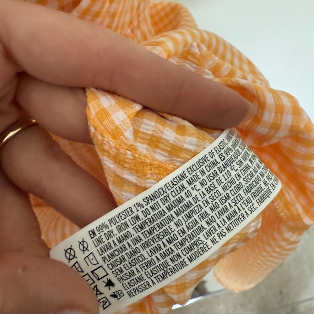 (NWOT) Orange Gingham Bustier Mini Sundress - Picture 7 of 11
